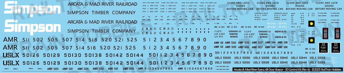 Decals: Arcata and Mad River Evans All-Door Boxcar