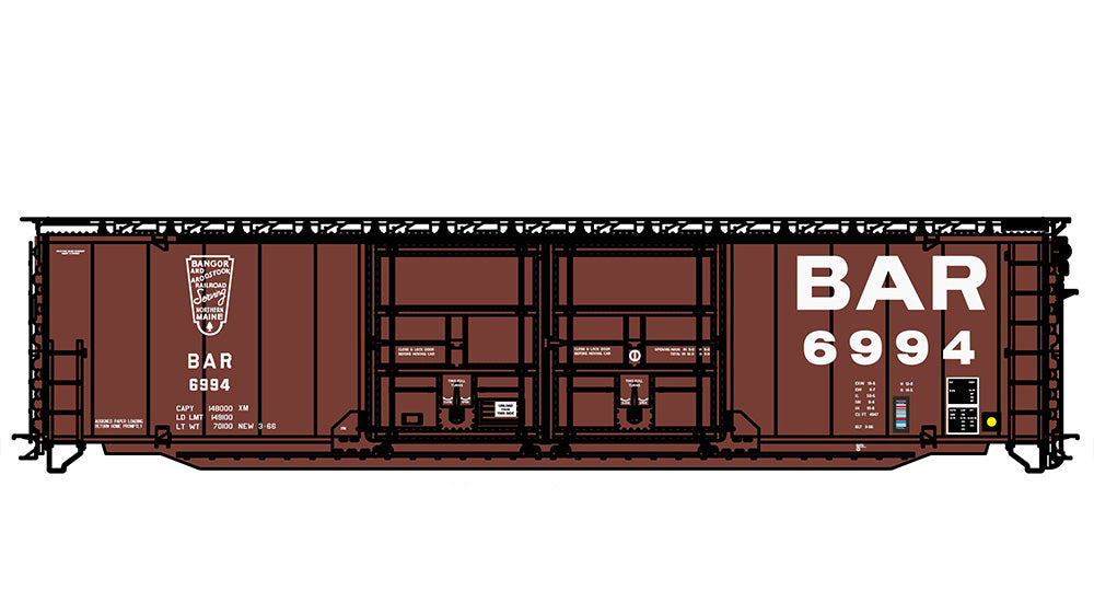 DECALS: Bangor and Aroostoook 50' General American Double-Plug Door Boxcar, As-Delivered