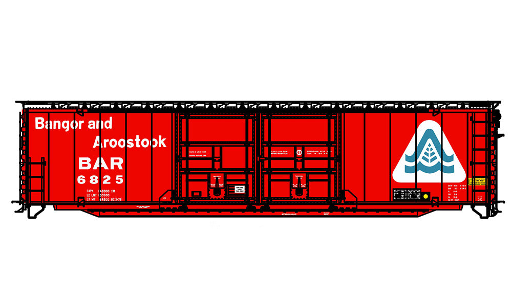 DECALS: Bangor and Aroostoook 50' General American Double-Plug Door Boxcar, Rebuilt Red