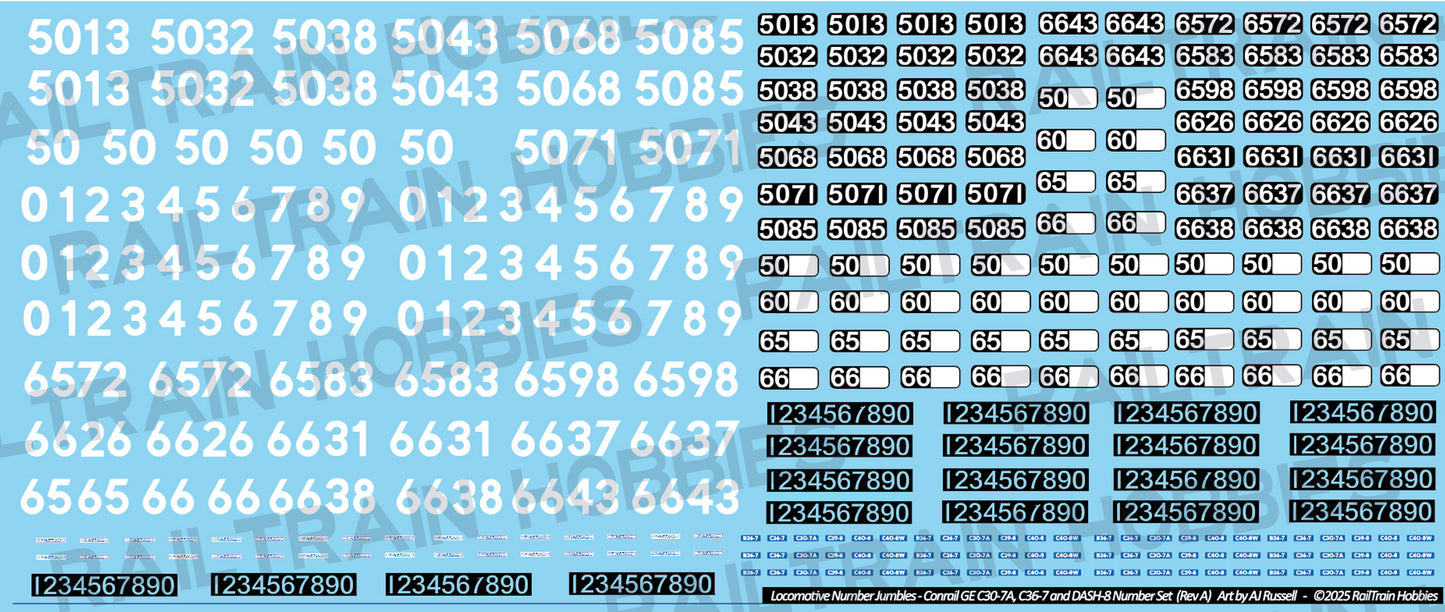 DECALS: Conrail GE Locomotive Number Jumbles