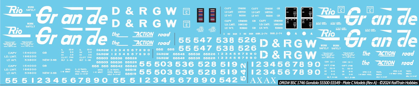 Decals: Rio Grande BSC 1746 CuFt Gondola