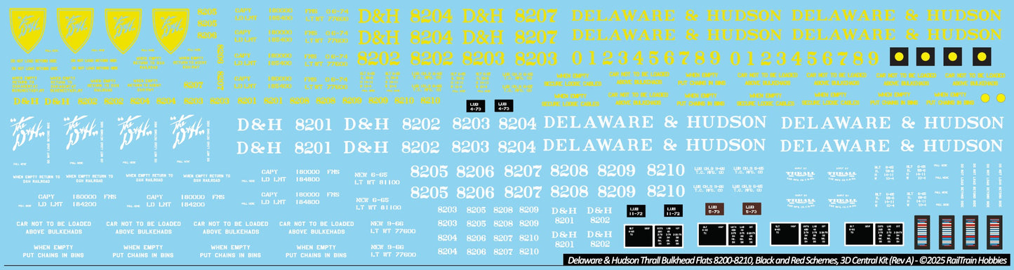 DECALS: Delaware and Hudson Thrall 61' Bulkhead Flat Car
