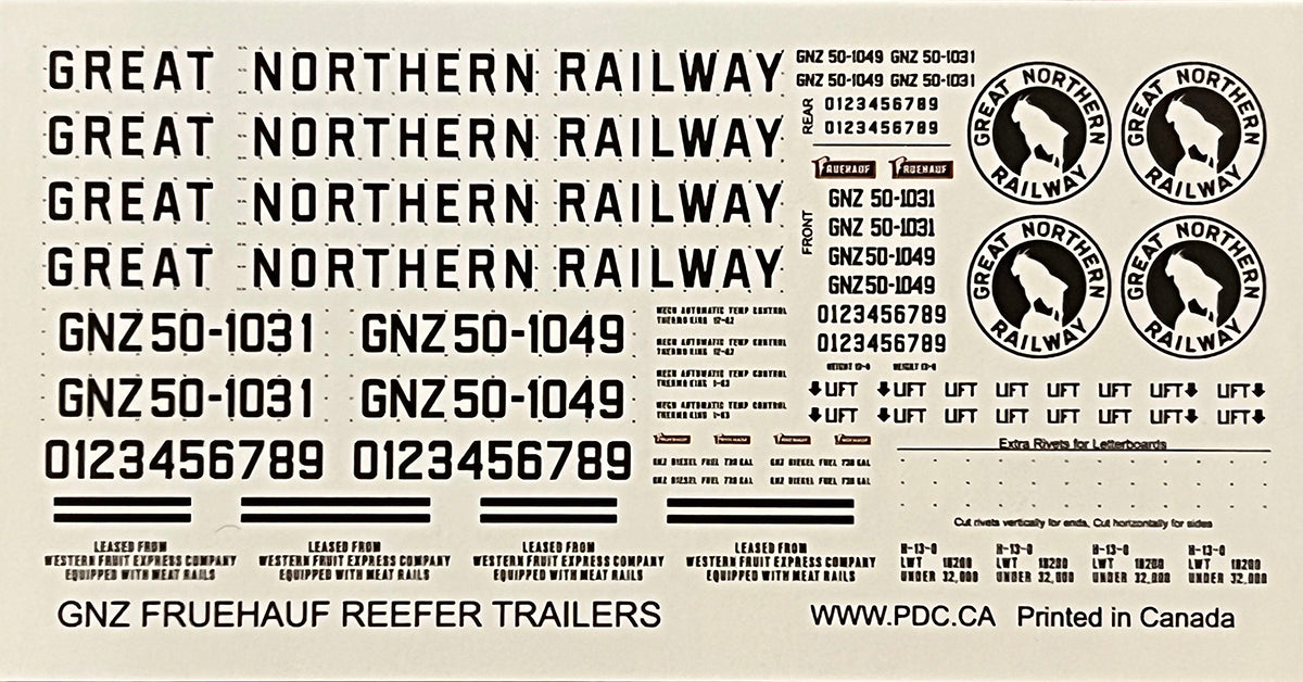 PARTNER DECAL: Great Northern GNZ Freuhauf Reefer Trailer