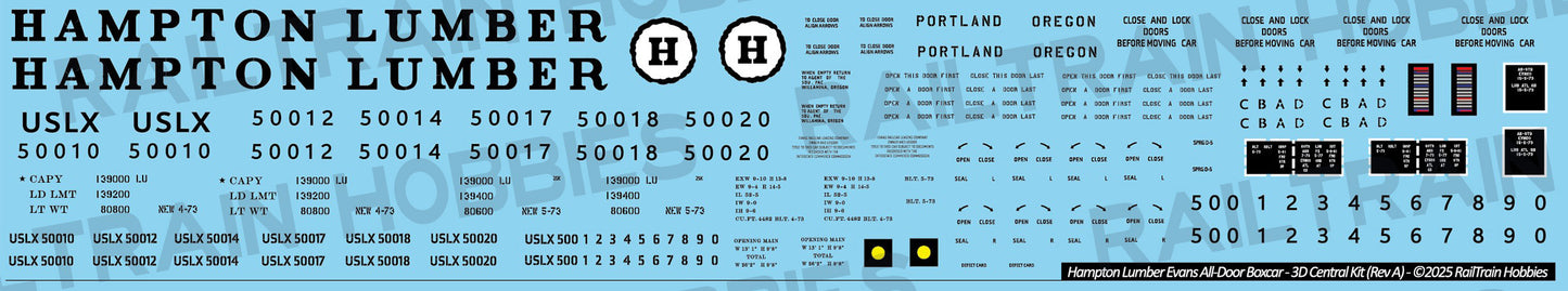 Decals: Hampton Lumber Evans All-Door Boxcar