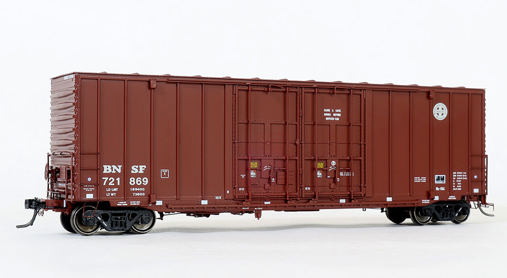 Moloco ACF 50' Hi-Cube Boxcar, 8+8 Plug Door NON-waffle car, BNSF 721869