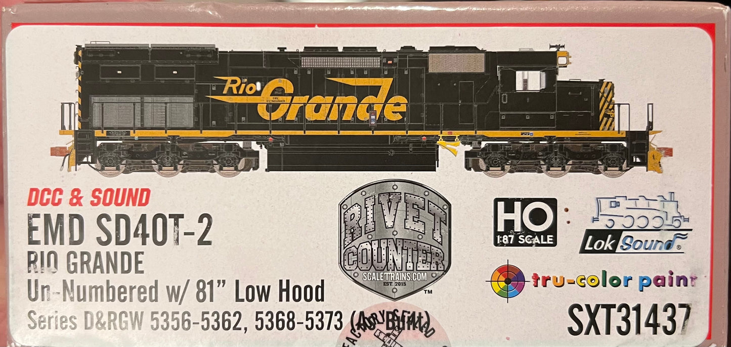 Scale Trains Rivet Counter SD40T-2, DRGW "As-Built" Un-numbered Model