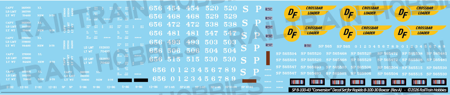 DECALS: Southern Pacific B-100-43 Boxcar Conversion Set