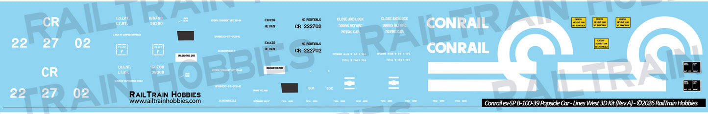 DECALS: Conrail B-100-39 "Popsicle Stick" Boxcar
