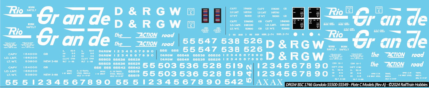 Decals: Rio Grande BSC 1746 CuFt Gondola