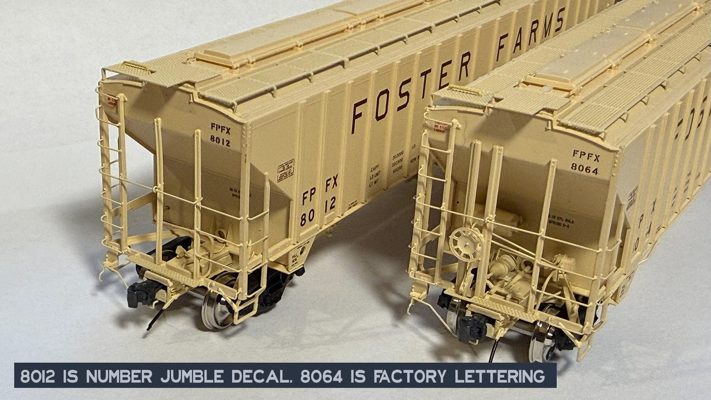 Decals: Foster Farms FPFX Number Jumble Decals for Tangent PS4750 Covered Hopper