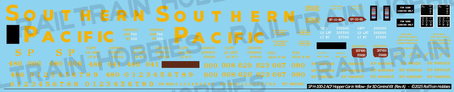 DECALS: Southern Pacific H-100-2 Hopper Decals - Yellow