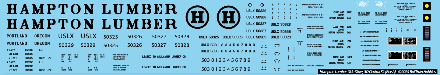 Decals: Hampton Lumber Evans Side Slider Boxcar