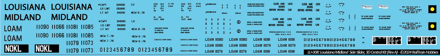 Decals: Louisiana Midland Side Slider Boxcar