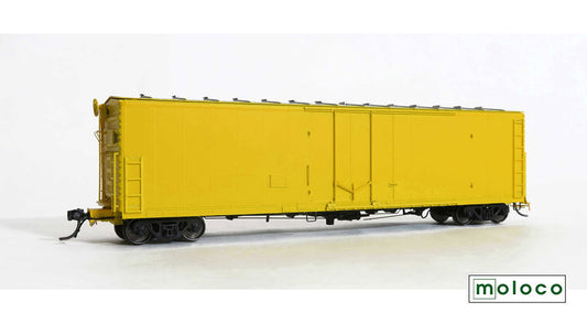 Moloco FGE 50' RBL, Painted/Unlettered, all yellow repaint with Hydra-Cushion underframe