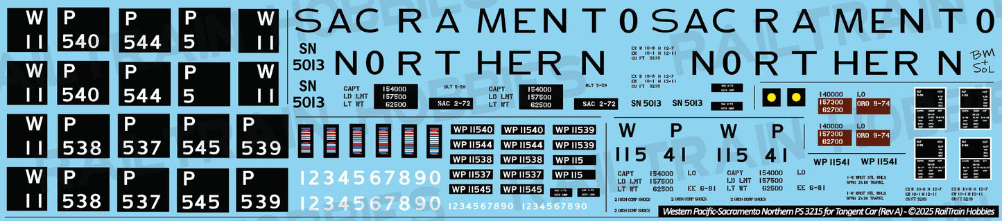 Decals: Sacramento Northern-Western Pacific PS 3219 Covered Hoppers