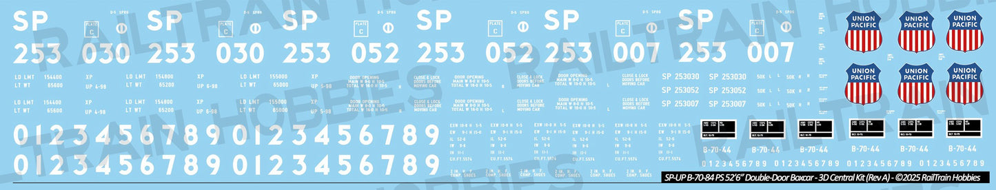 DECALS: Union Pacific B-70-44 PS 5574 Boxcar (SP Repaint)