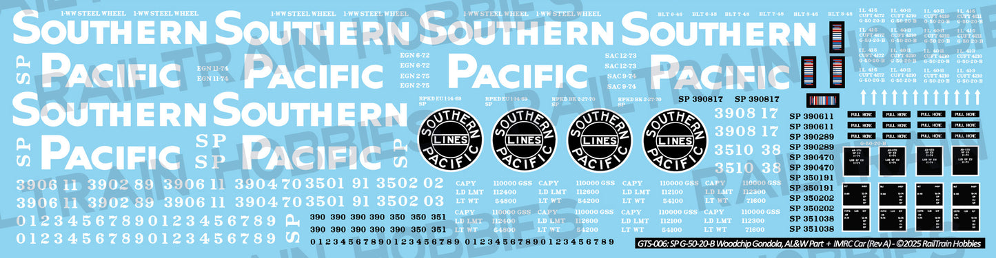 DECALS: Southern Pacific G-50-25-B Woodchip Gondola