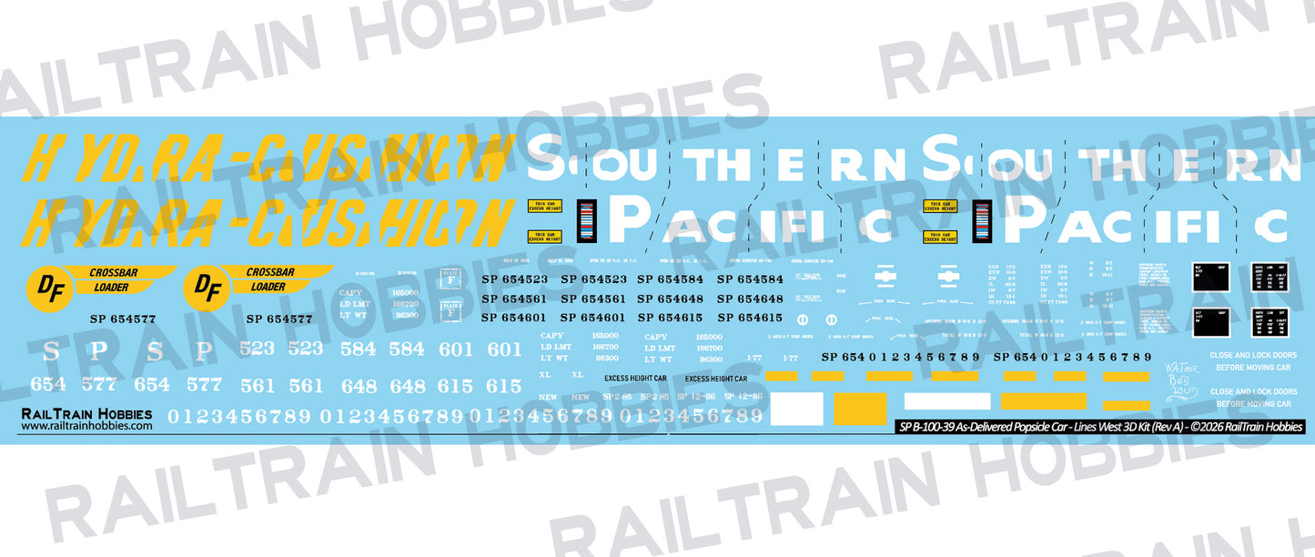 DECALS: Southern Pacific B-100-39 "Popsicle Stick" Boxcar