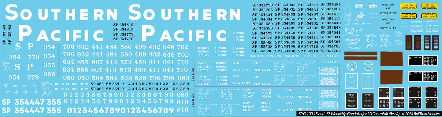 Decals: Southern Pacific G-100-15 and -17 FMC Woodchip Gondola